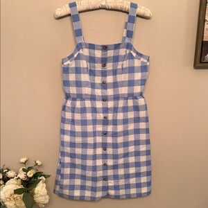 J. Crew Factory Women’s Blue and White Checkered Dress